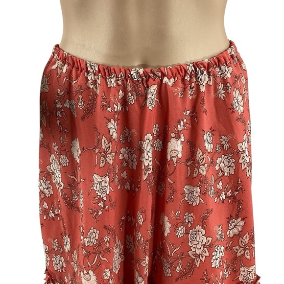 Max Studio Coral Floral Tiered Ruffle Hem Pull-On Skirt Small - Picture 2 of 7